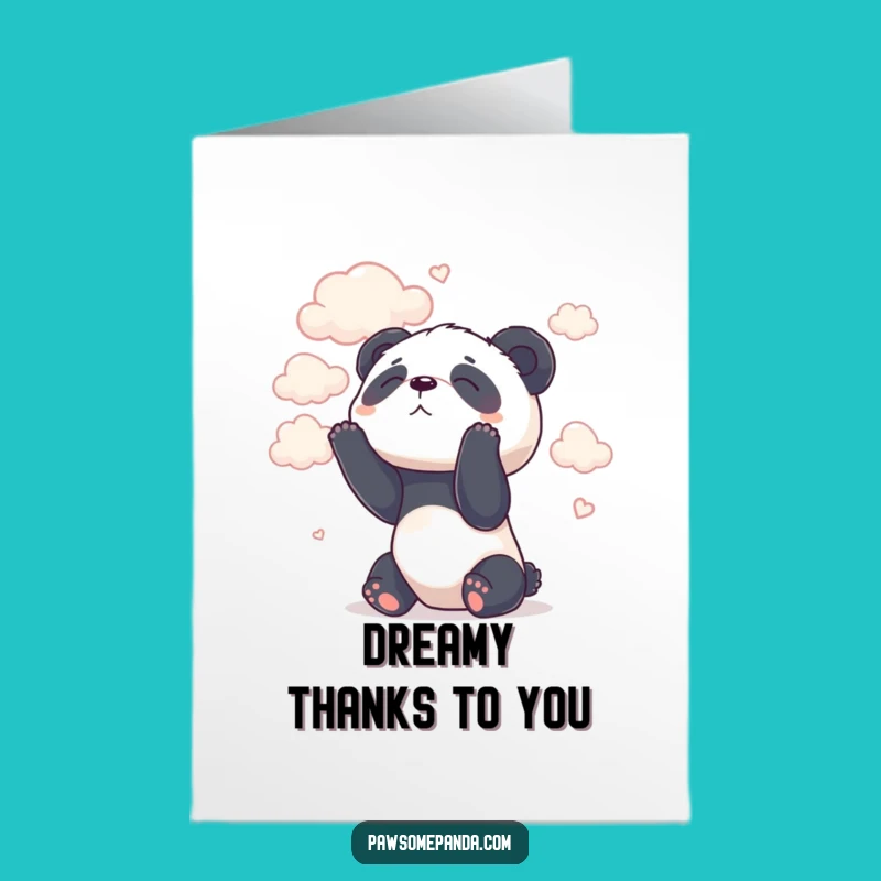 Free Printable Thank You Card: Dreamy Panda Clouds - Gentle & Appreciative Download
