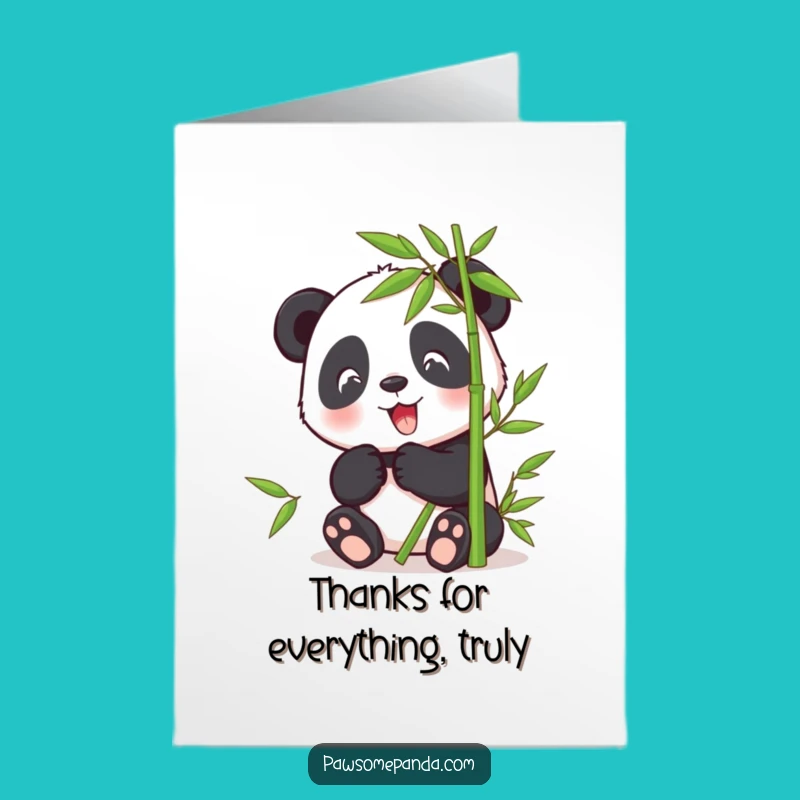 Free Printable Panda Thank You Card: Funny Bamboo Munching Downloadable Gratitude