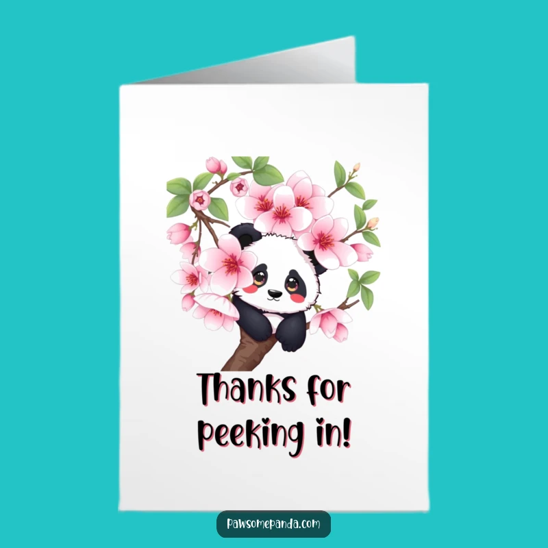 Free Printable Thank You Card: Curious Panda Blossom Thanks