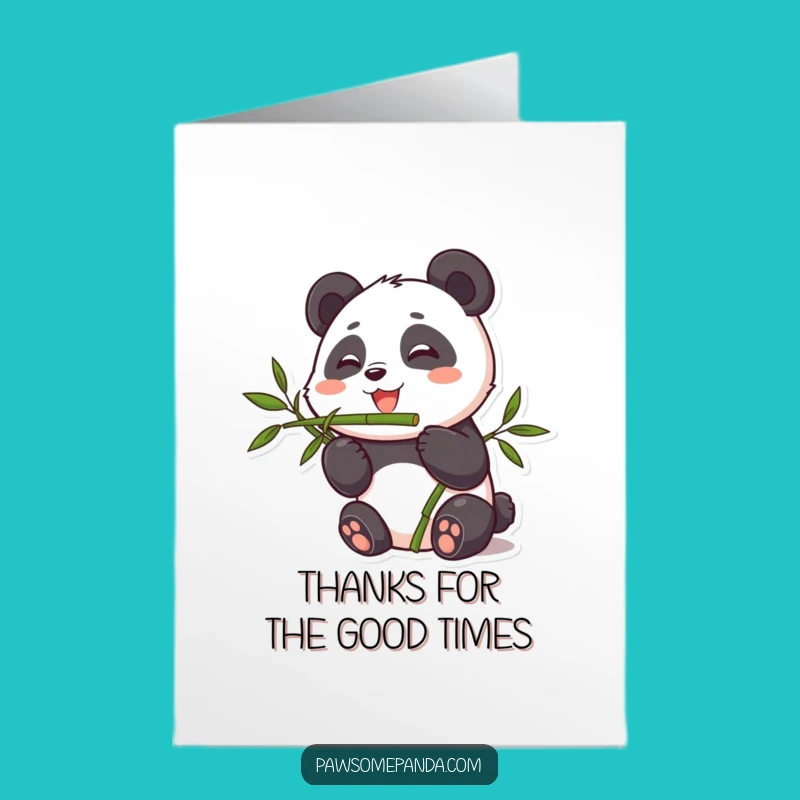 Free Printable Thank You Card: Panda Eating Bamboo - Funny Downloadable Gift