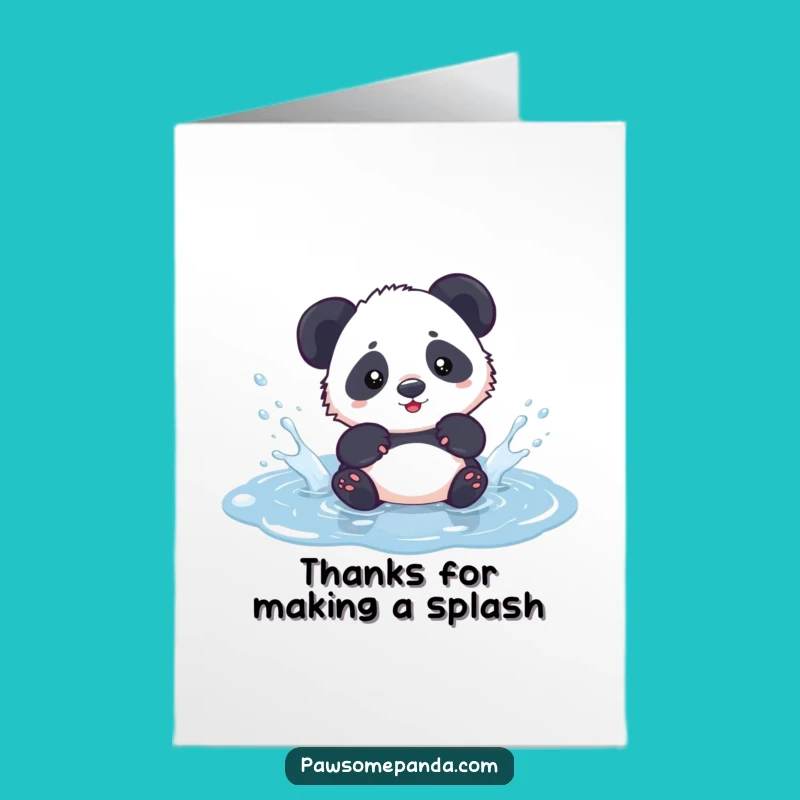 Free Printable Thank You Card: Panda Splashing, Playful Downloadable Gesture