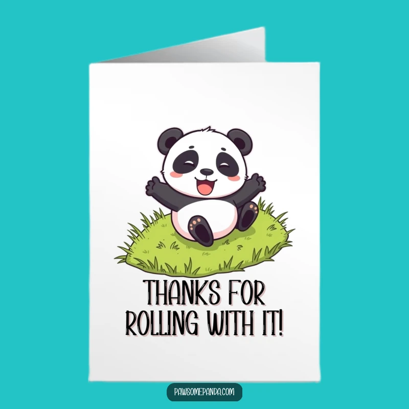 Free Printable Thank You Card: Rolling Panda - Fun Downloadable Gift