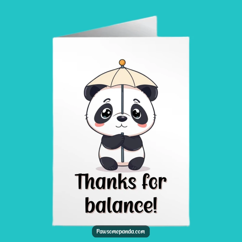 Free Printable Thank You Card: Panda Umbrella Stunt, Grateful Downloadable Message