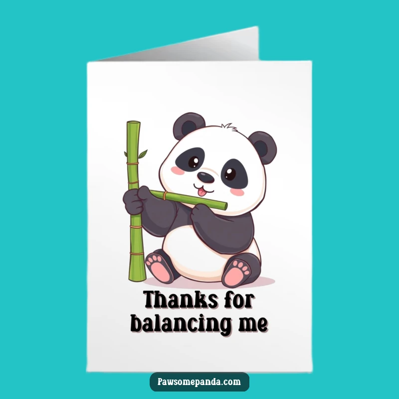 Free Printable Thank You Card: Panda's Delicate Balance - Downloadable Thanks