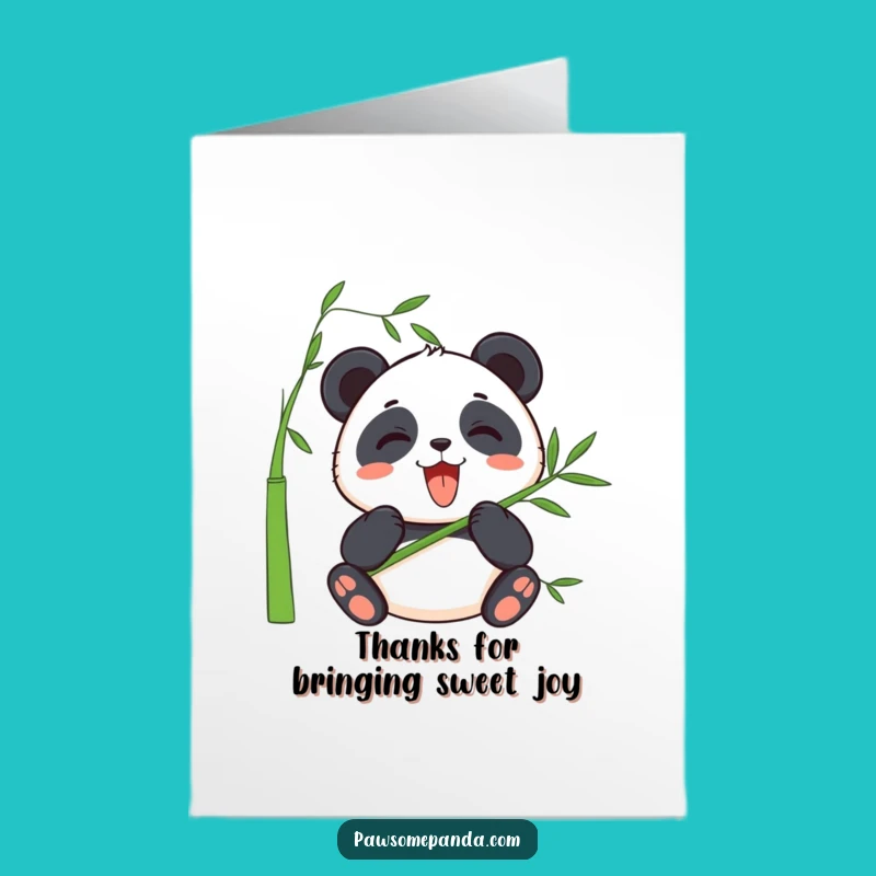 Free Printable Thank You Card: Panda's Gratitude Munching Bamboo