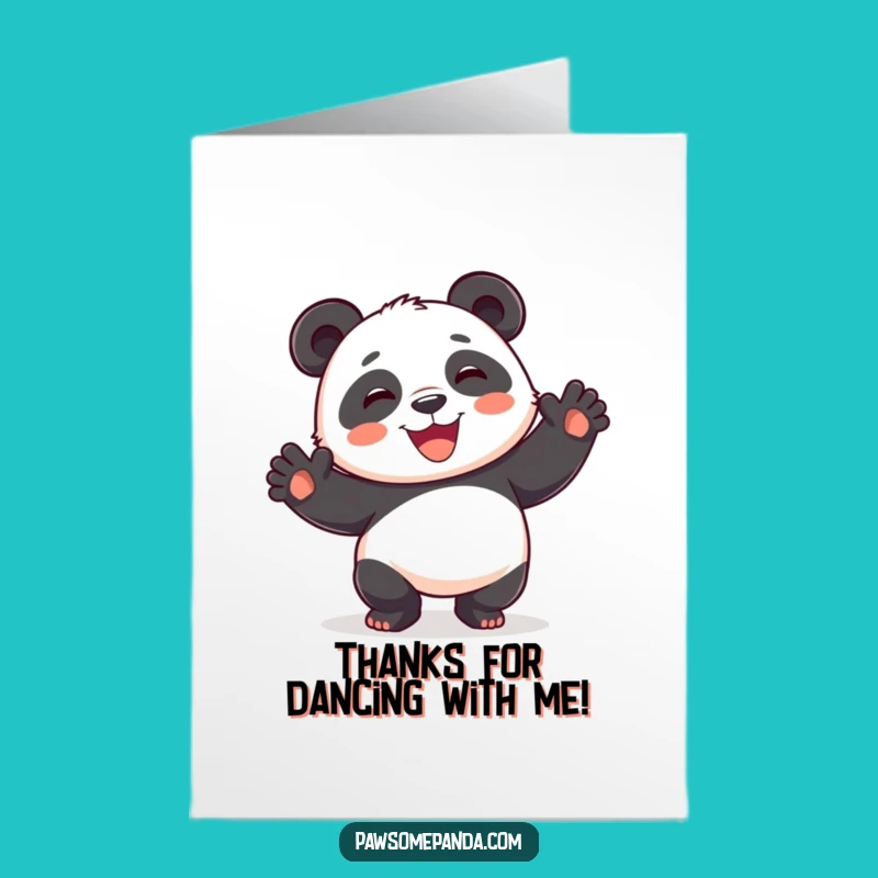 Free Printable Thank You Card: Playful Panda Dancing Thanks