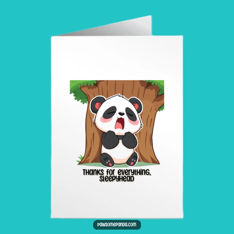 Free Printable Thank You Card: Sleepy Panda Yawn, Grateful Rest Downloadable Gift
