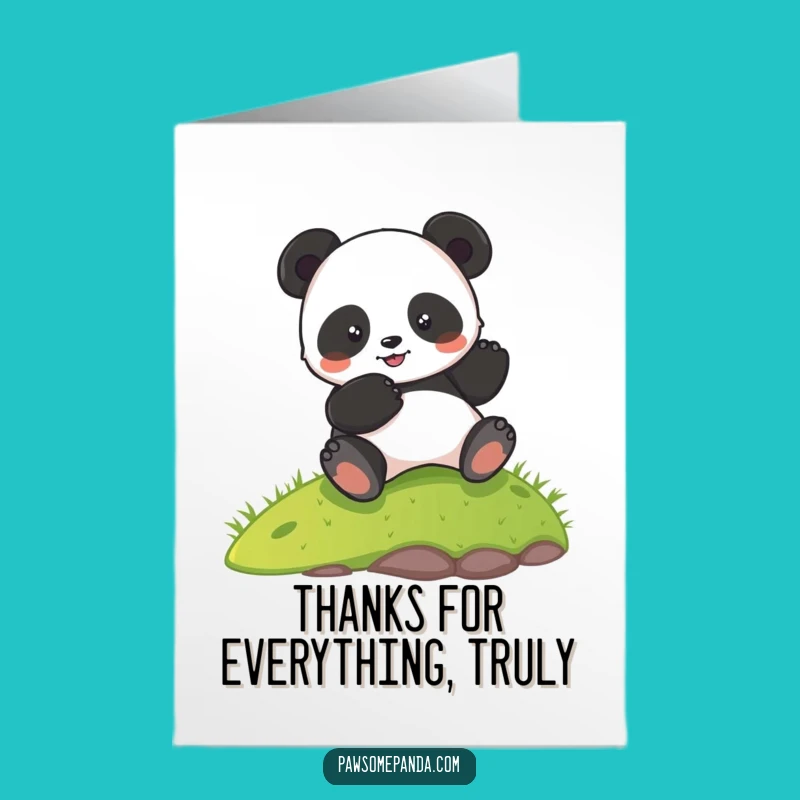 Free Printable Thank You Card: Adorable Rolling Panda, Humorous Downloadable Note for Expressing Gratitude