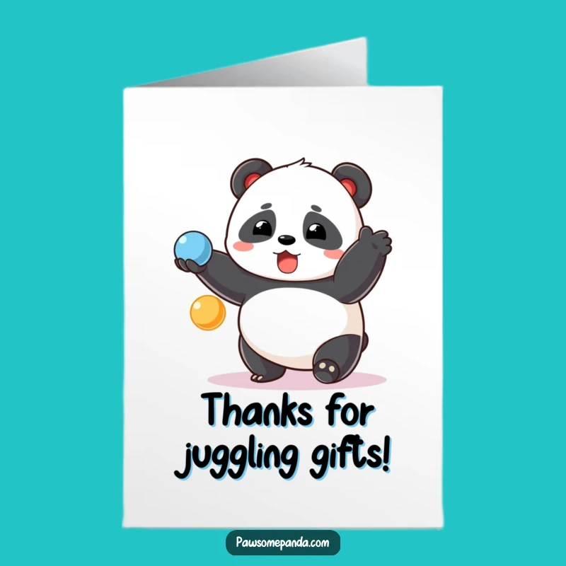 Free Printable Thank You Card: Chubby Panda Juggling Gratitude
