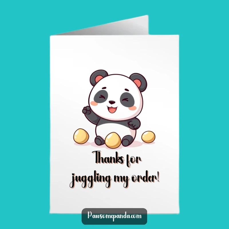 Free Printable Thank You Card: Amusing Panda Juggling, Appreciative Downloadable Gift