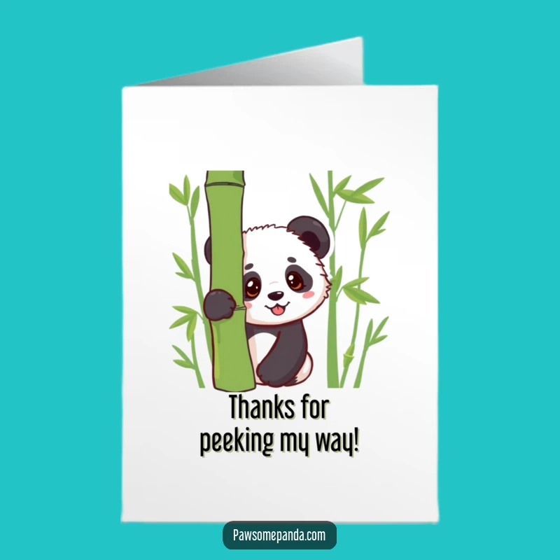 Free Printable Panda Thank You Card - Cute Cub Peek-a-Boo Downloadable Gratitude