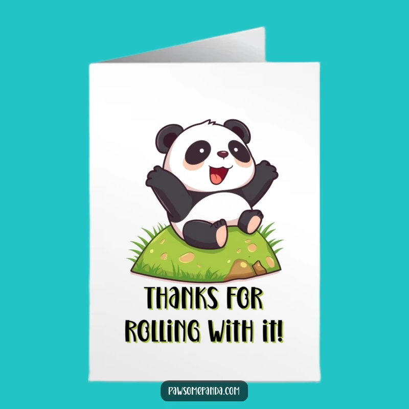 Free Printable Thank You Card: Happy Panda Rolling Thanks