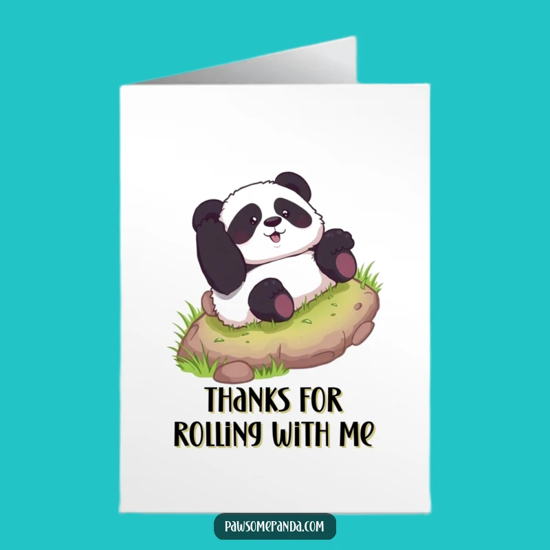 Free Printable Funny Thank You Card: Curious Panda Rolling - Hilarious Downloadable Gratitude!