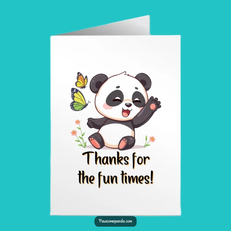 Free Printable Playful Panda Thank You Card - Charming Downloadable Butterfly Art
