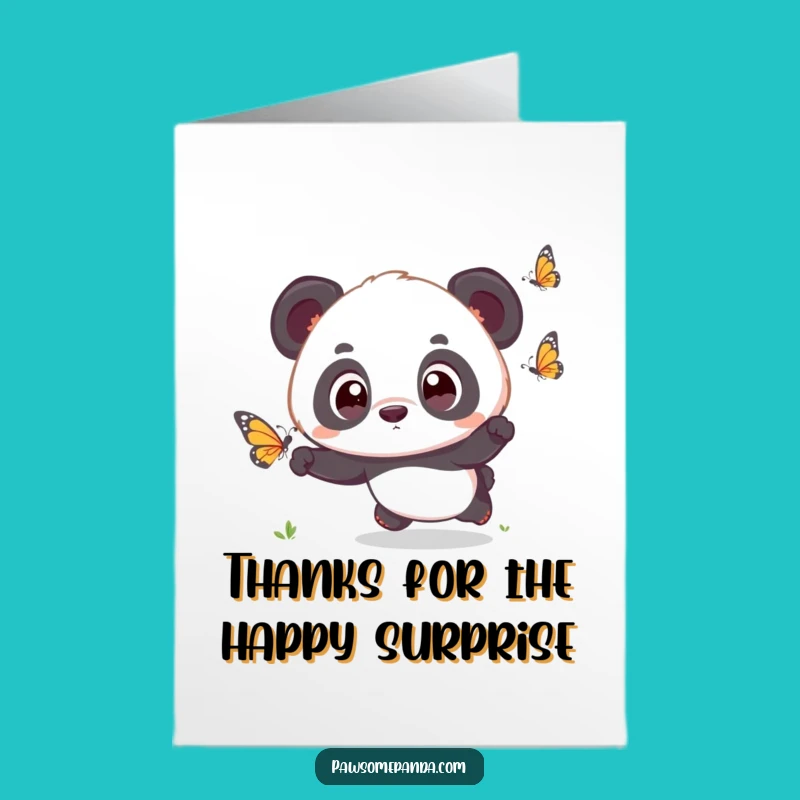 Free Printable Thank You Card: Panda & Butterfly, Sweet Downloadable Gesture