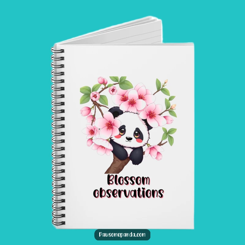 Funny Curious Panda Cherry Blossom Notebook - Journal Your Wonders with a Smile