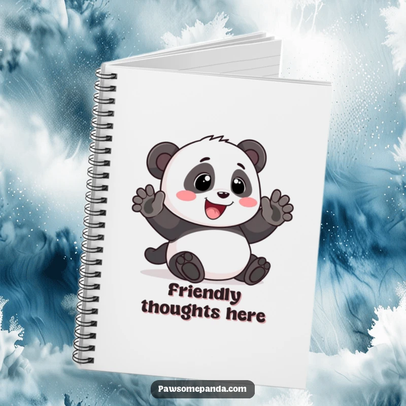 Funny Notebook: A panda waving with a big smile, perfect for jotting down ideas with friendliness and humor, a funny gift.
