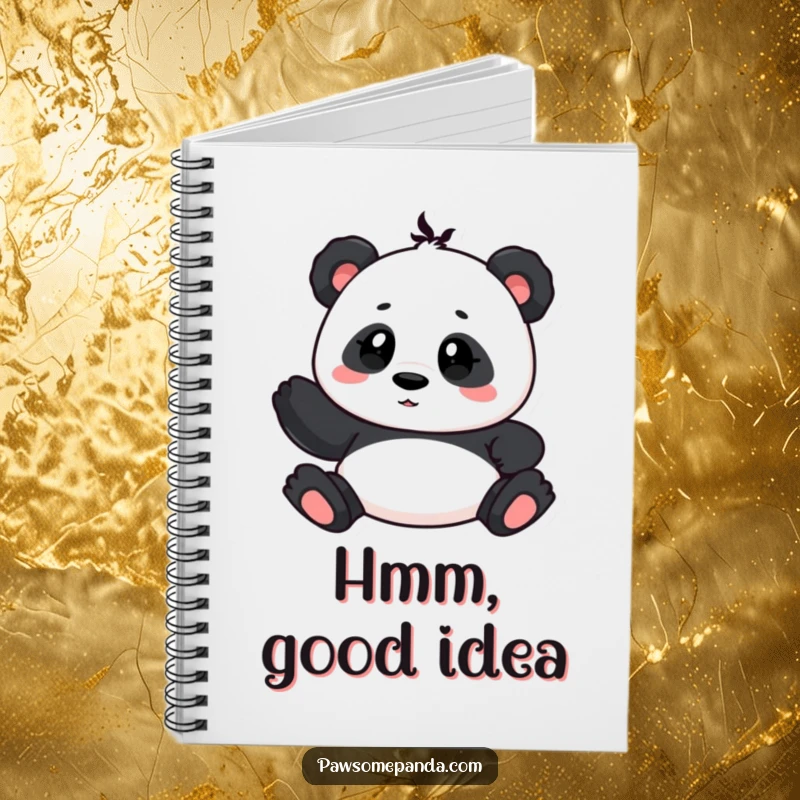 Funny notebook featuring a cute panda character with a curious head tilt, ideal for journaling thoughts and creative ideas.