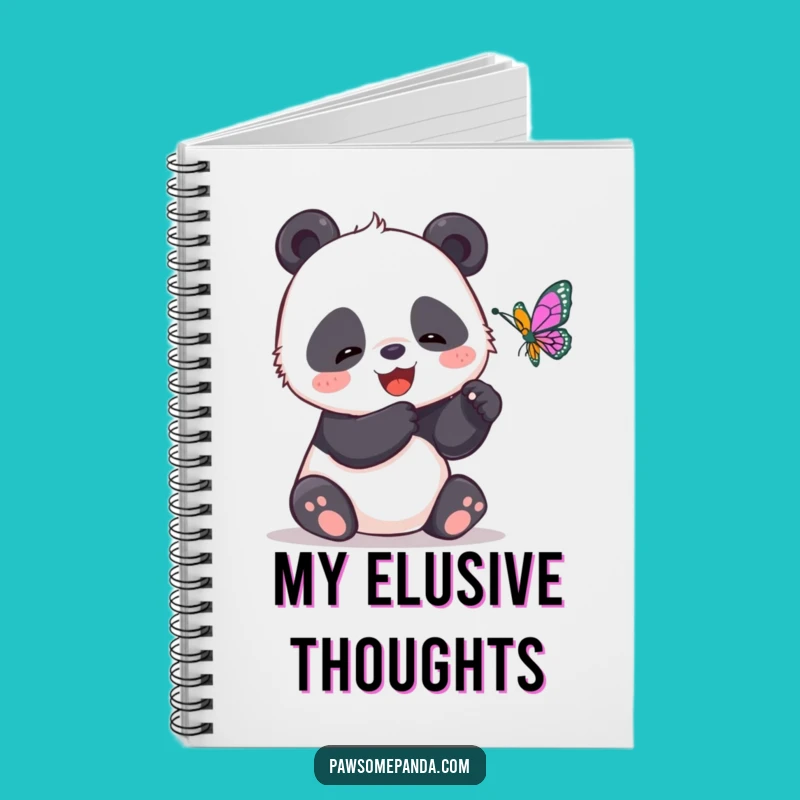 Funny Panda Butterfly Chase Notebook - Journaling Fun for Animal Lovers
