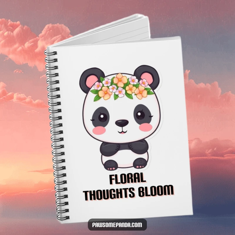 Funny Notebook: A panda wearing a tiny flower crown, perfect for jotting down ideas with floral charm and humor, a funny gift.