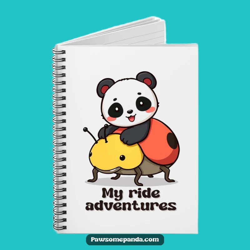 Funny Panda Ladybug Ride Notebook - Cute Journal for Notes & Ideas