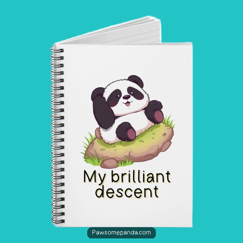 Funny Curious Panda Rolling Hill Notebook - Hilarious Journal Gift Idea
