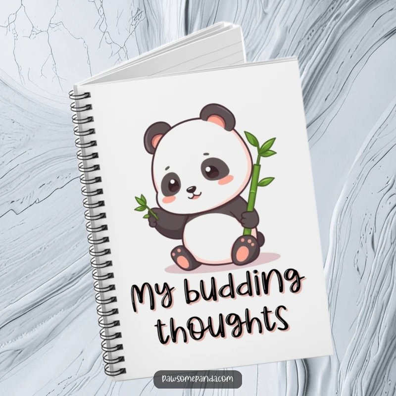 Funny Notebook: A small, happy panda character pats a tiny bamboo sprout, perfect for notes on growth and new beginnings.