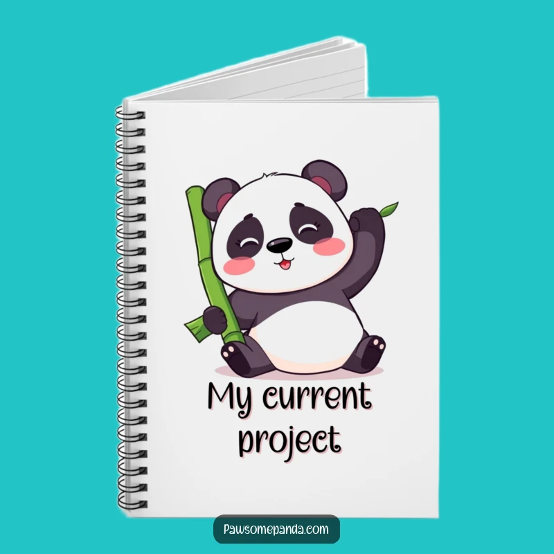 Funny Kawaii Panda Balancing Bamboo Notebook - Cute Panda Planner