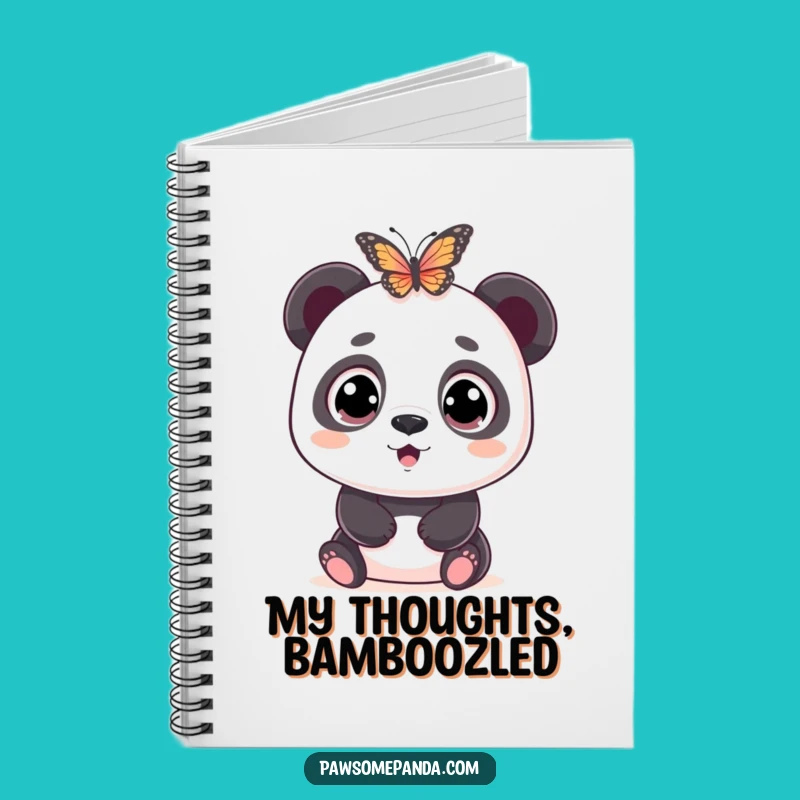 Funny Panda Notebook: Wide-Eyed Surprise by Butterfly, Journal Gift Idea