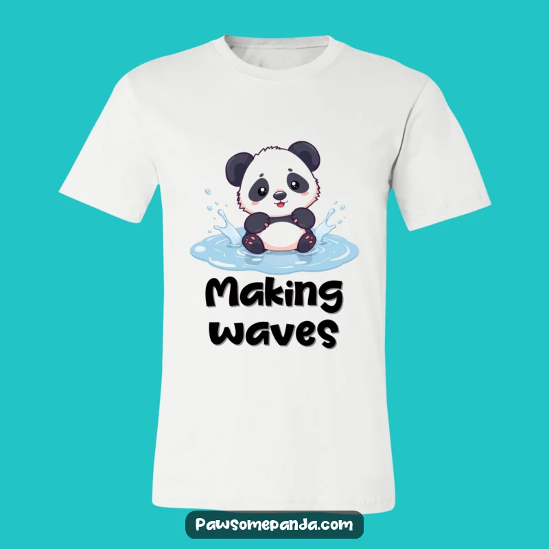 Funny Kawaii Panda Splashing Puddle T-Shirt - Adorable Cute Panda Tee