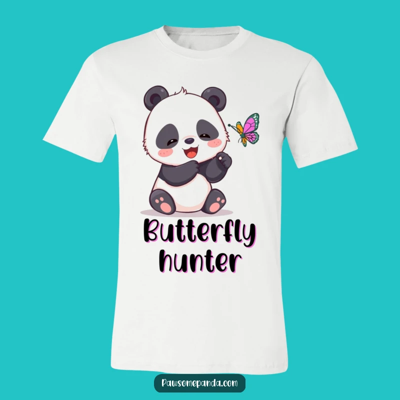 Funny Panda Butterfly Chase T-Shirt - Whimsical Animal Lover Tee