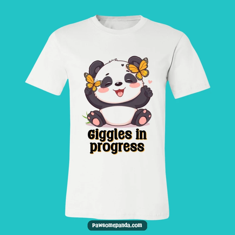 Funny Panda Butterfly Tickle T-Shirt - Comical & Joyful Animal Tee