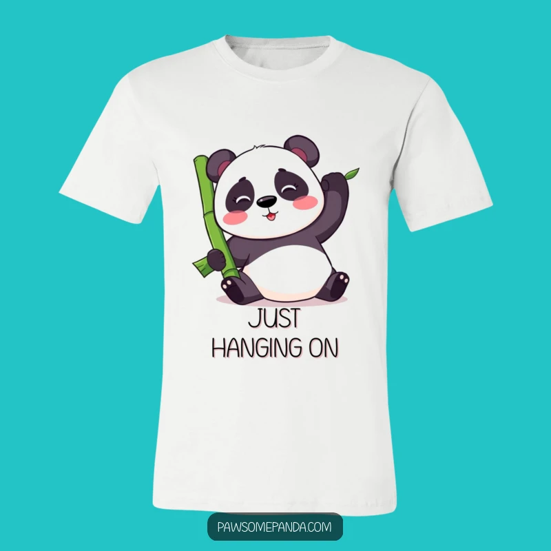 Funny Kawaii Panda Balancing Bamboo T-Shirt - Cute Struggling Panda Tee