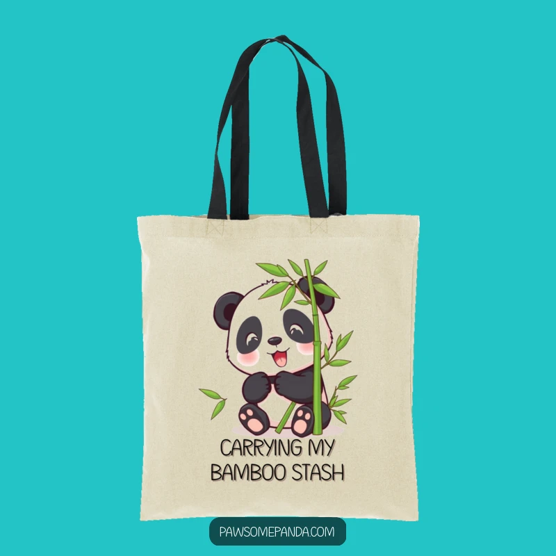 Funny Panda Bamboo Munching Tote Bag: Happy Character for Eco-Fans Gift
