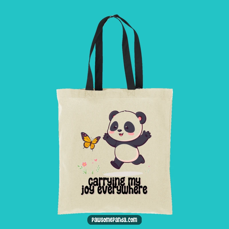 Funny Panda Butterfly Chase Tote Bag: Carry Your Fun, A Great Funny Gift!
