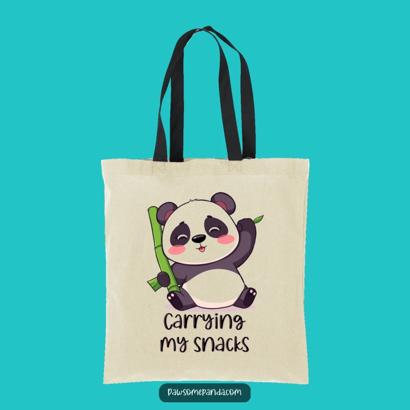 Funny Kawaii Panda Balancing Bamboo Tote Bag - Cute Practical Panda Bag