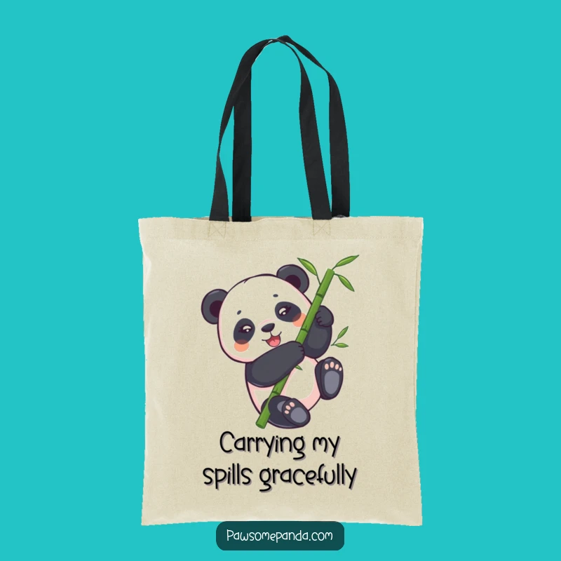 Funny Panda Bamboo Tumbling Tote Bag - Chic and Comical Carry-All