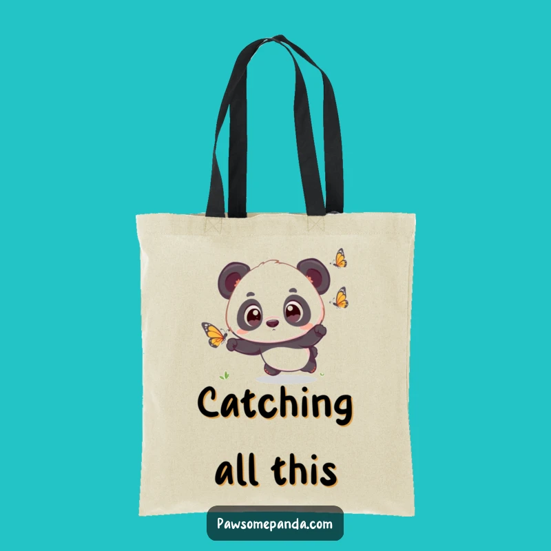 Funny Kawaii Panda Butterfly Tote Bag - Cute Whimsical Panda Bag