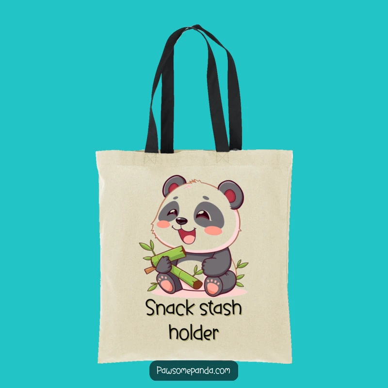 Funny Kawaii Panda Munching Tote Bag: Cute Panda Snack Art, Practical Funny Gift