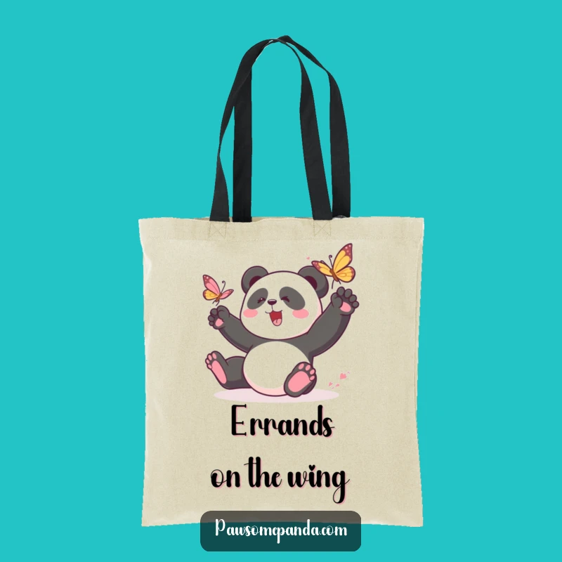 Funny Panda Butterfly Chase Tote Bag: Carry Your Playful Spirit