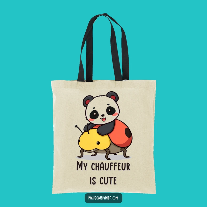 Funny Panda Ladybug Ride Tote Bag - Eco-Friendly & Stylish Shopping Bag