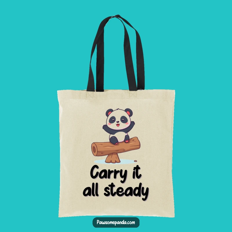 Funny Playful Panda Balancing Log Tote Bag - Chic & Hilarious Accessory