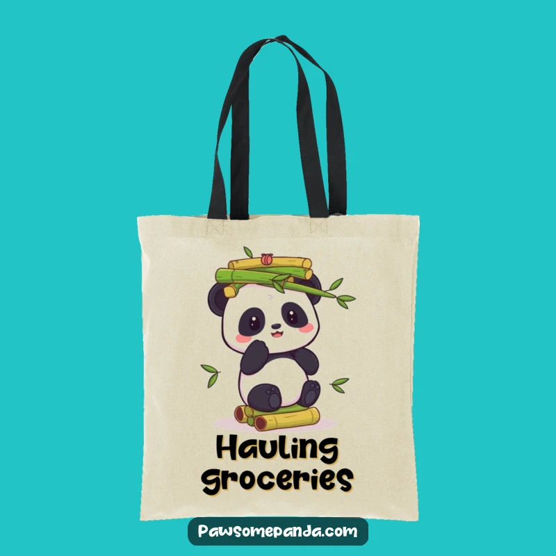 Funny Panda Bamboo Tote Bag: Balancing Act, Practical & Humorous Gift