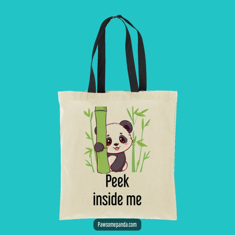 Funny Kawaii Panda Cub Peek Tote Bag: Cute Panda Art, Practical Charming Funny Gift